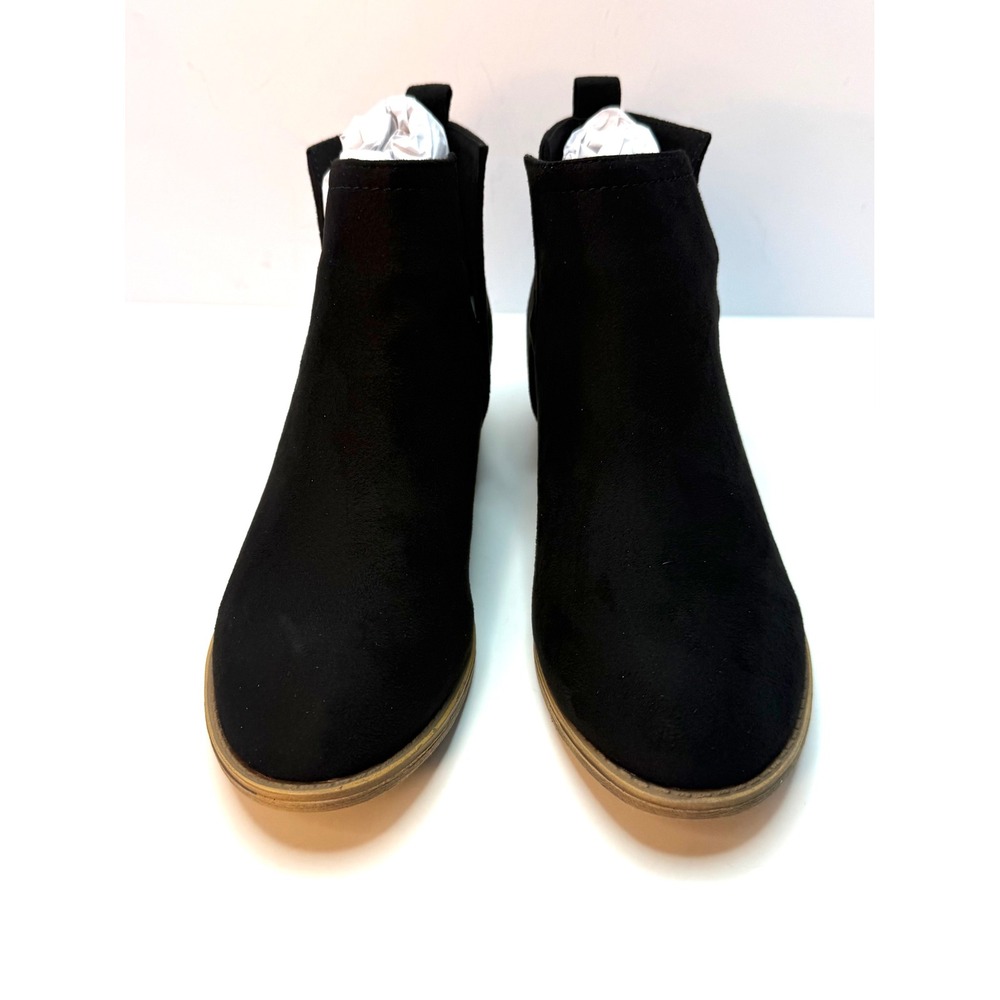 Journee Collection Women's Rimi Notched Ankle Stacked Heel Booties Black Size 9W - Picture 4 of 7